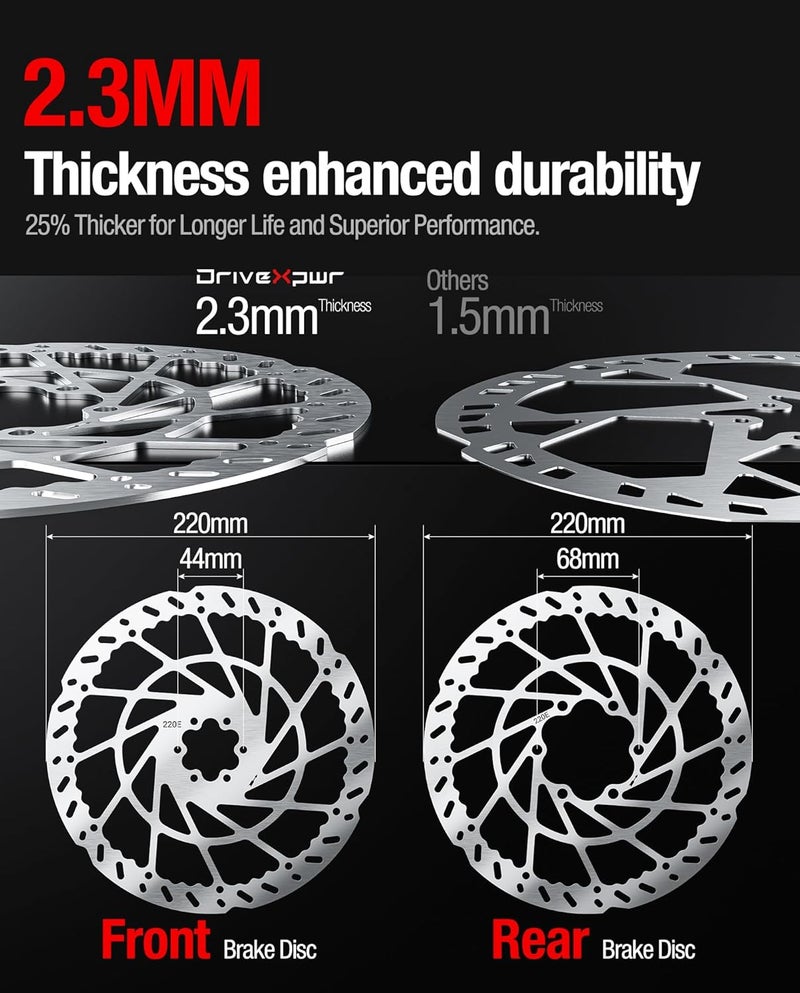 DriveXpwr Heavy Duty 220MM Front & Rear Brake Disc Set, Stainless Steel Rotors for Talaria Sting R Road Legal [TL50l.Sting R[TL4000],X3 MX [TL2500]& X3 Road Lega1 [TL25] - Image 2